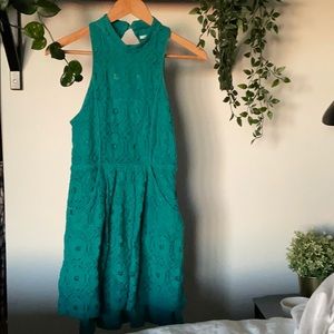 Lace teal green summer dress